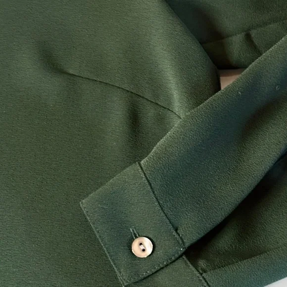 J Jill Pine Green Crepe Blouse S - Picture 5 of 7